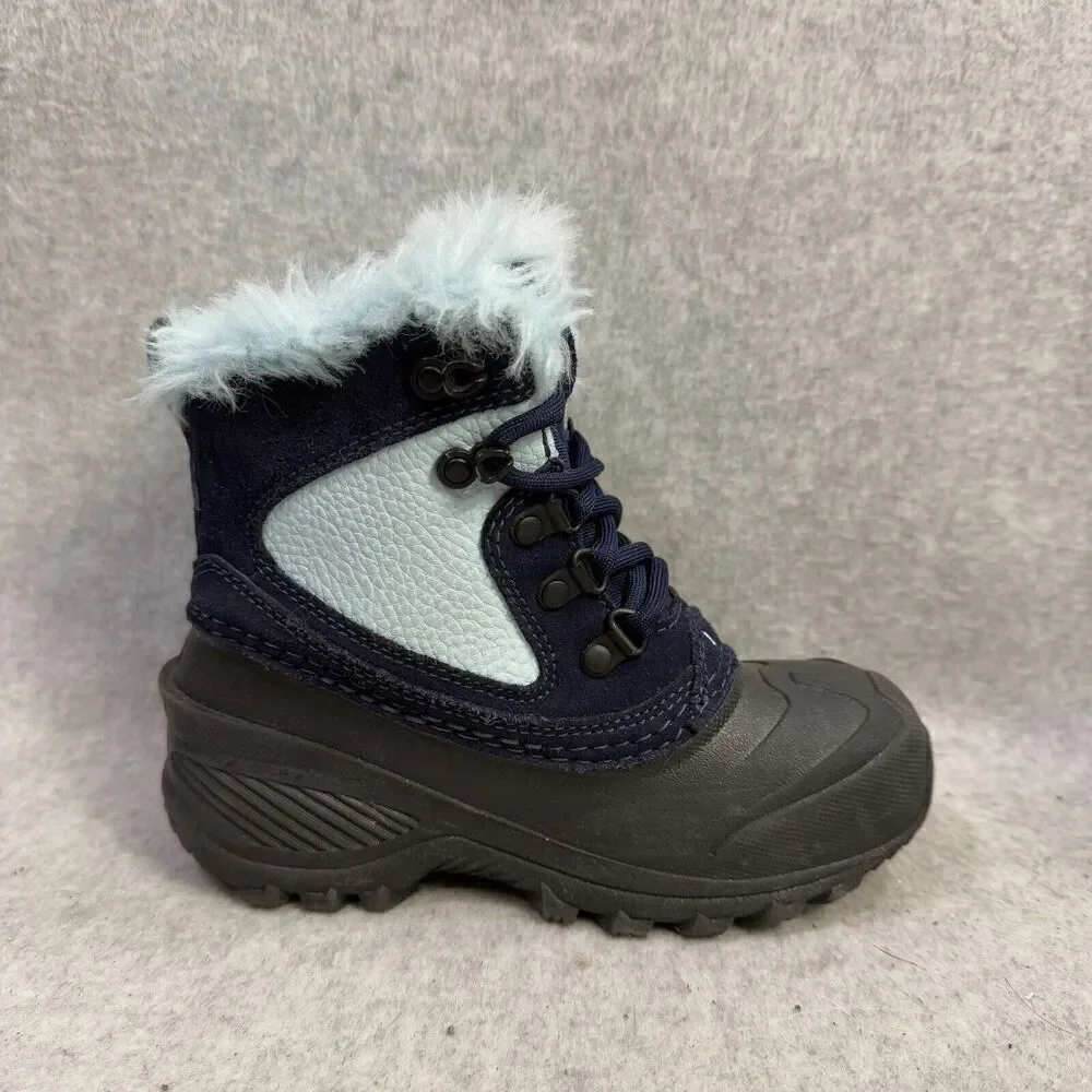 The North Face Kids Boots Size 13 Blue Black Fur Lined Winter Snow Shoes